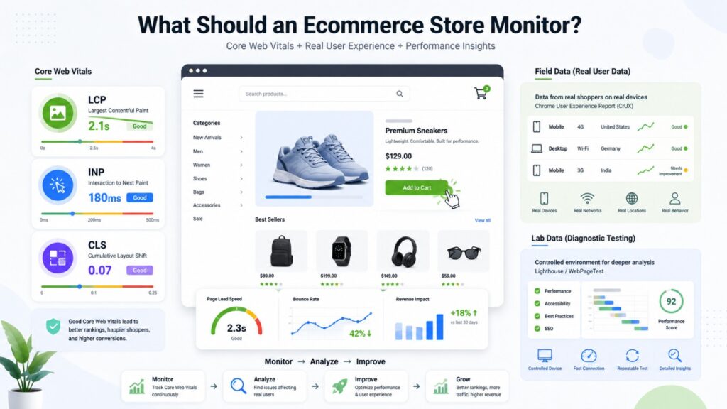 Core Web Vitals performance monitoring for ecommerce store