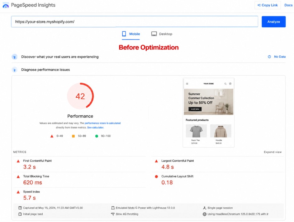 before optimization