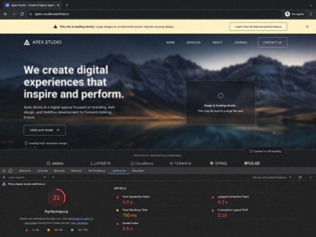 webflow before optimziation