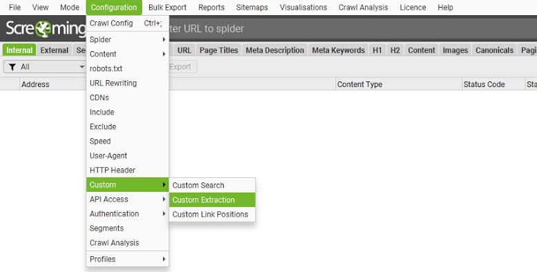 Custom Extraction  in screaming frog audit