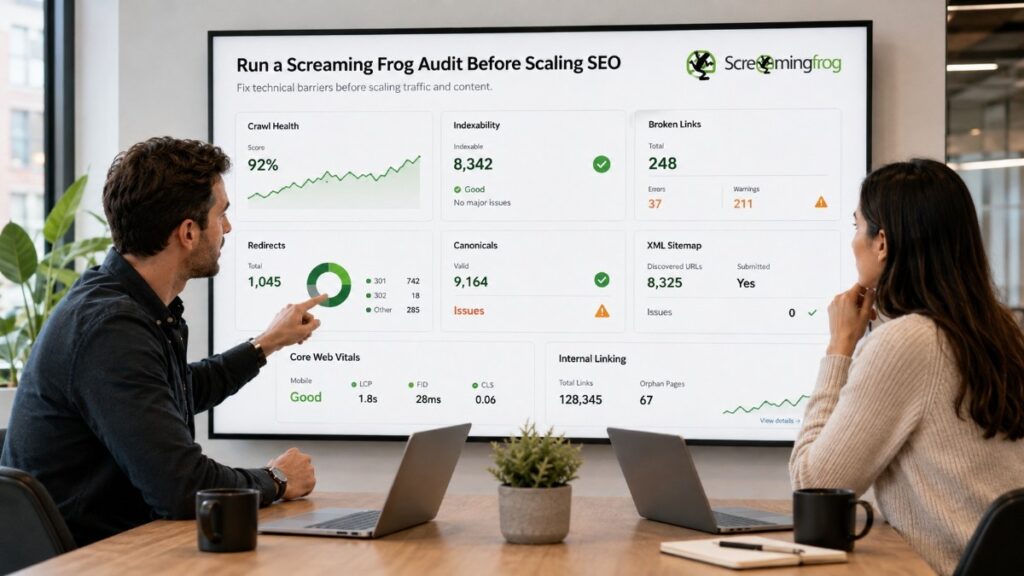 SEO Strategy Meeting in a Modern Office
