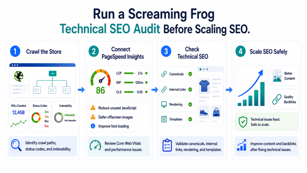 Screaming Frog technical SEO audit process for ecommerce websites