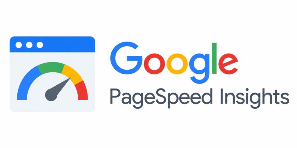 Google PageSpeed Insights logo with a speedometer icon, representing website performance and page speed data used in an ecommerce SEO audit workflow.